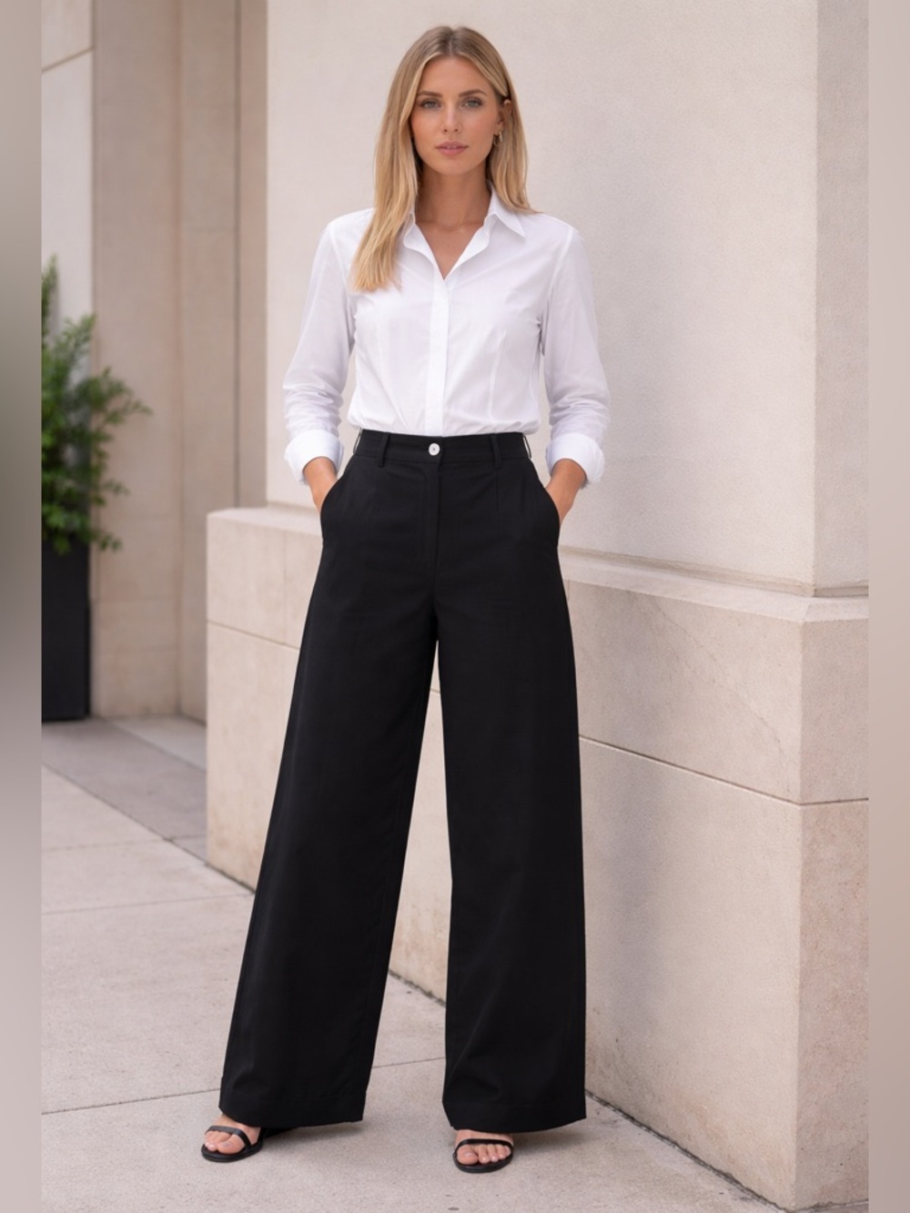 NWOT Johnny Was Pete & Greta Black Nylon Wide Leg Pants Capsule Classic